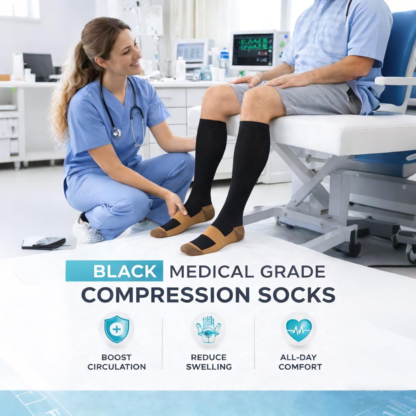 Skiennix Graduated Compression Socks - 20-30mmHg Knee High for Travel, Hiking & Running