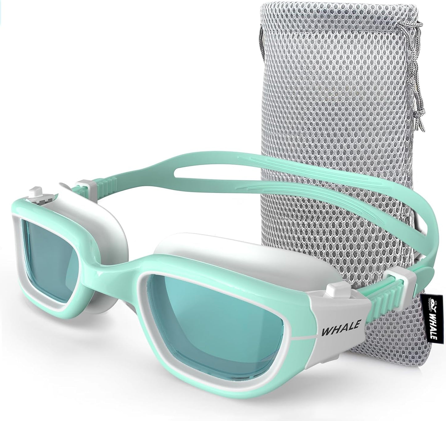 Whale Swim Goggles - A2 GE Polarized Anti-Fog & UV Protection for Adults & Youth | Green Frame