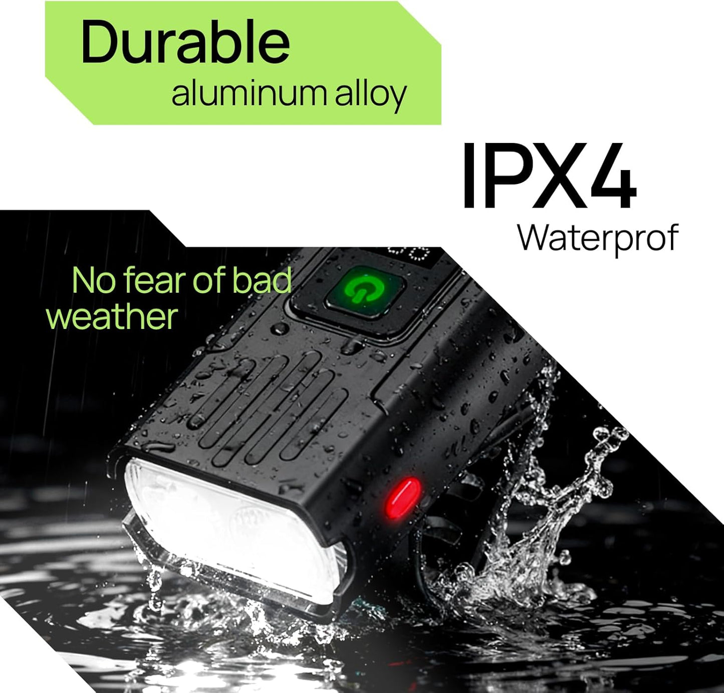 R15 Smart Bike Lights Set - USB C Rechargeable Front & Back with Auto Brake Sensing | 500 Lumen Waterproof for Night Riding
