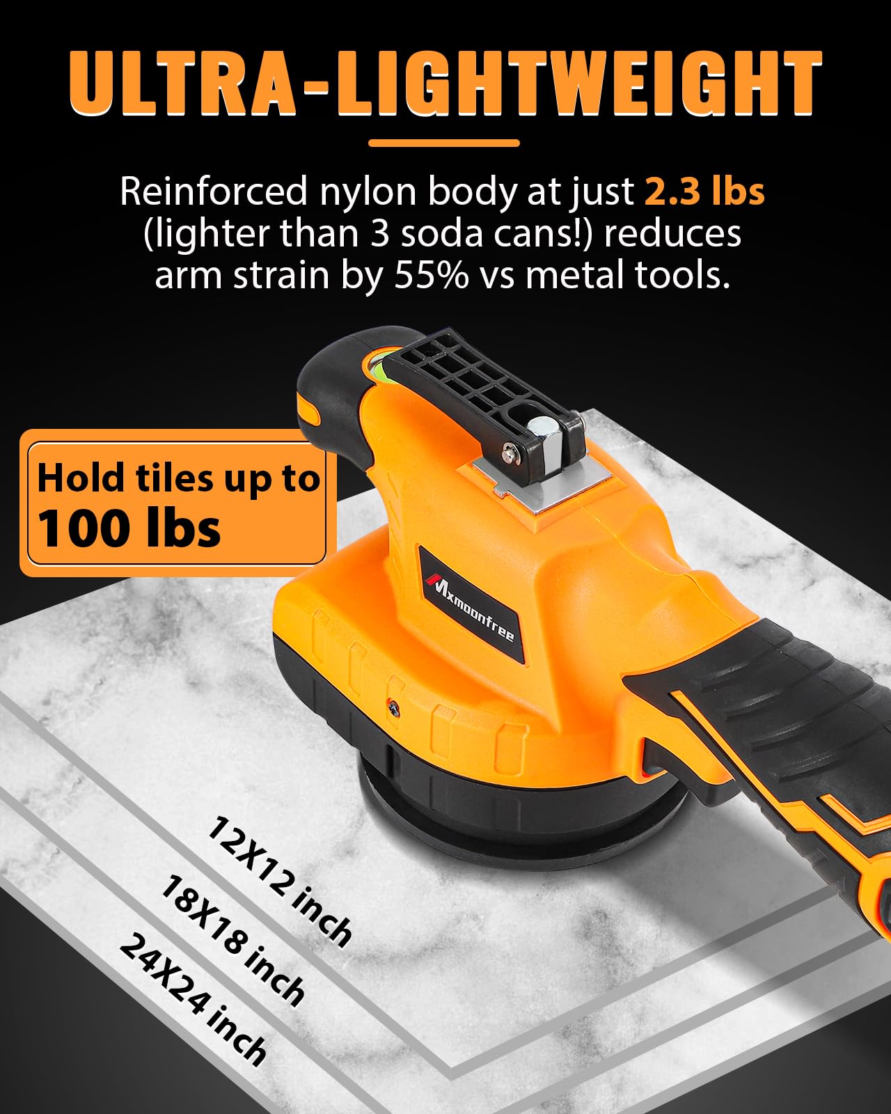 Mxmoonfree Tile Vibration Tool with Suction Cup Ultra-Lightweight with 2Pcs Battery, Storage Case, 12,000 RPM Adjustable Vibration, Portable Tile Tools Leveling Machine for DIY & Pro Installation