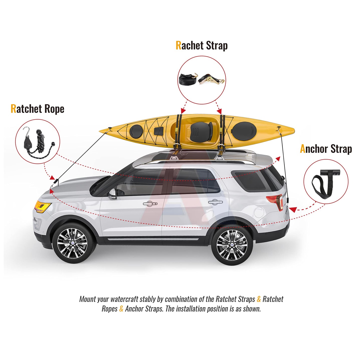 AA-Racks J-Style Bilateral Folding Kayak Carrier for Canoe, 180° Folding Motion Kayak Roof Rack for SUP,Surfboard and Ski Board on SUV, Car and Truck