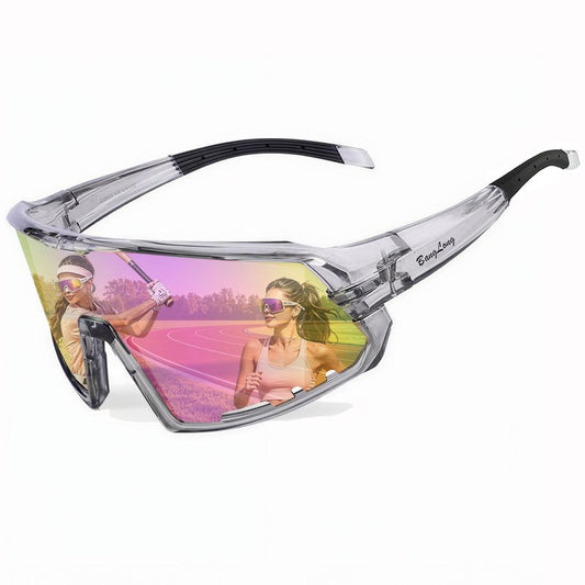 BangLong Running Sunglasses for Men Women - UV400 Protection Sports Sunglasses for Running Cycling Baseball Fishing(Grey Pink)