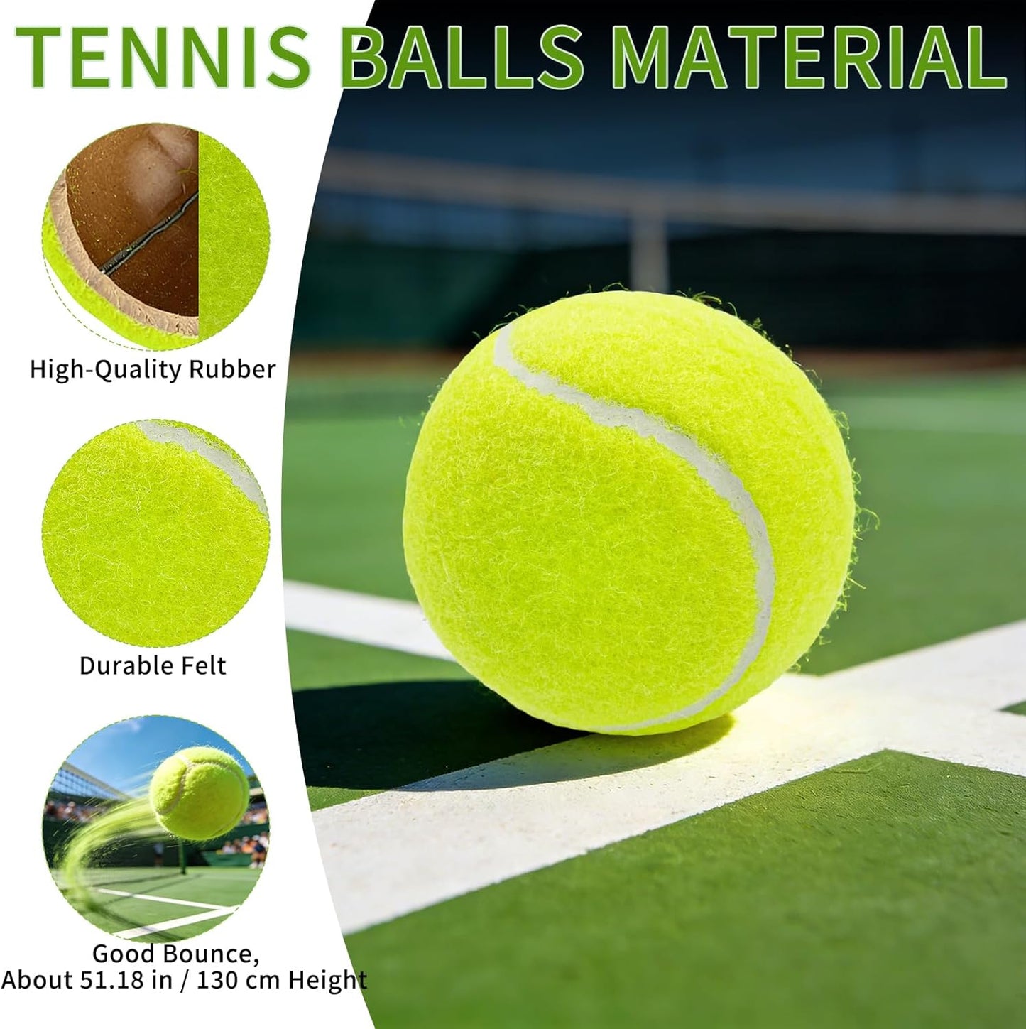Skiennix 16 Pack Tennis Balls - High Elasticity Training Balls with Mesh Bag for Beginners & Pets | 2.56 in Yellow