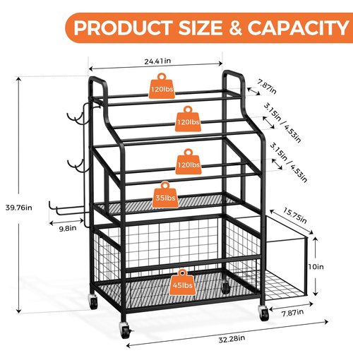 HavenlyYouth Dumbbell Rack Holds Yoga mat, Weight Rack Storage for Home Gym, Workout Equipment Organizer for Kettlebells and Foam Roller With Hooks and Wheels