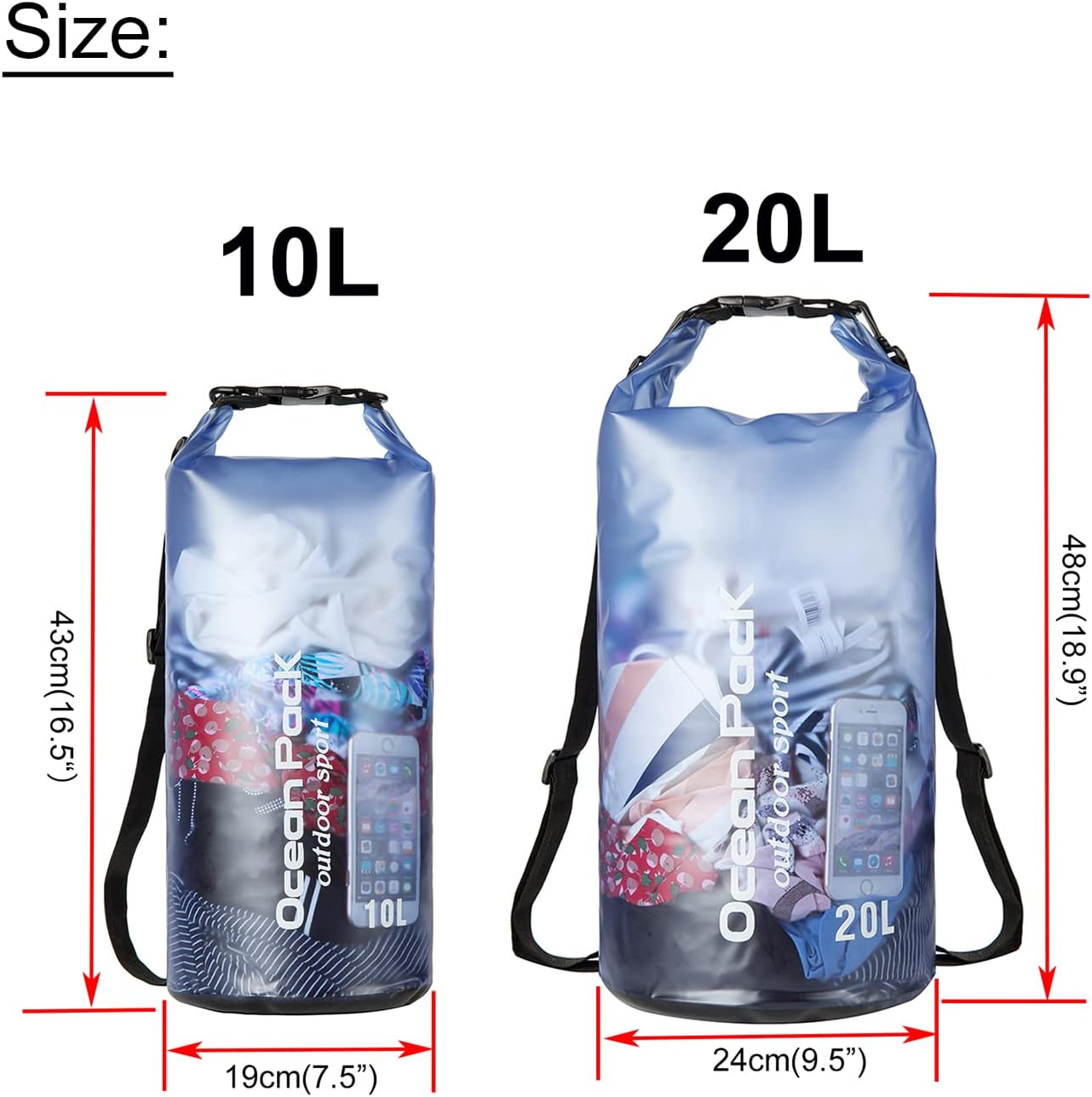 Skiennix Waterproof Dry Bag - 20L Roll Top Backpack for Kayaking & Boating - Stylish Blue