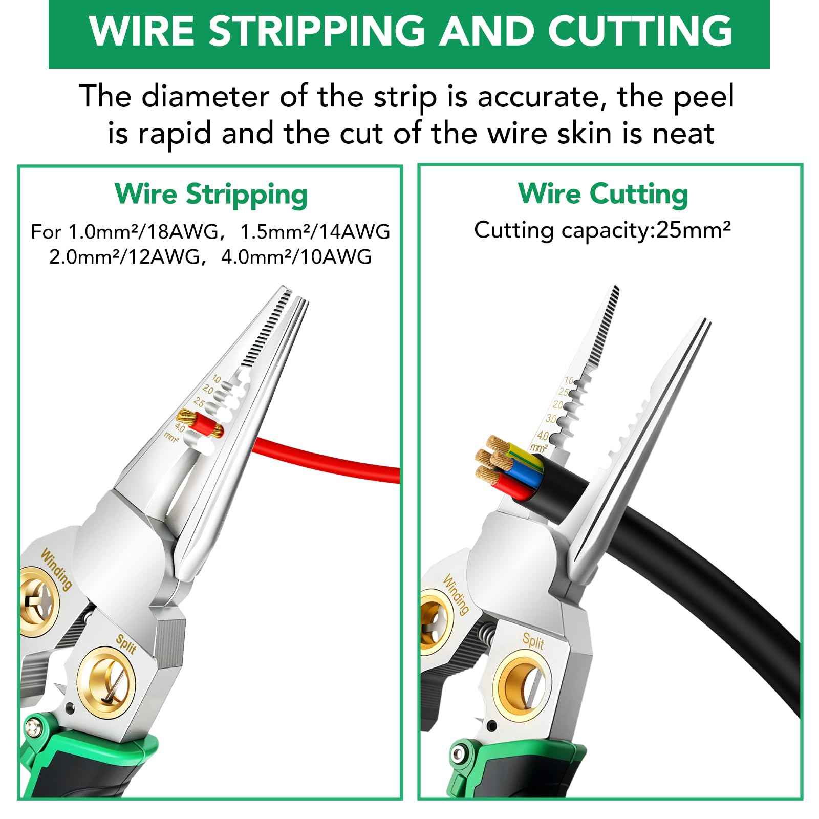 8-in-1 Wire Stripper, Multifunctional Wire Stripper Crimper Cable Cutter Pliers, Professional Wire Strippers Electrical Wire Crimper, Wiring Tools, Electrician, HVAC, Car Repair Tool