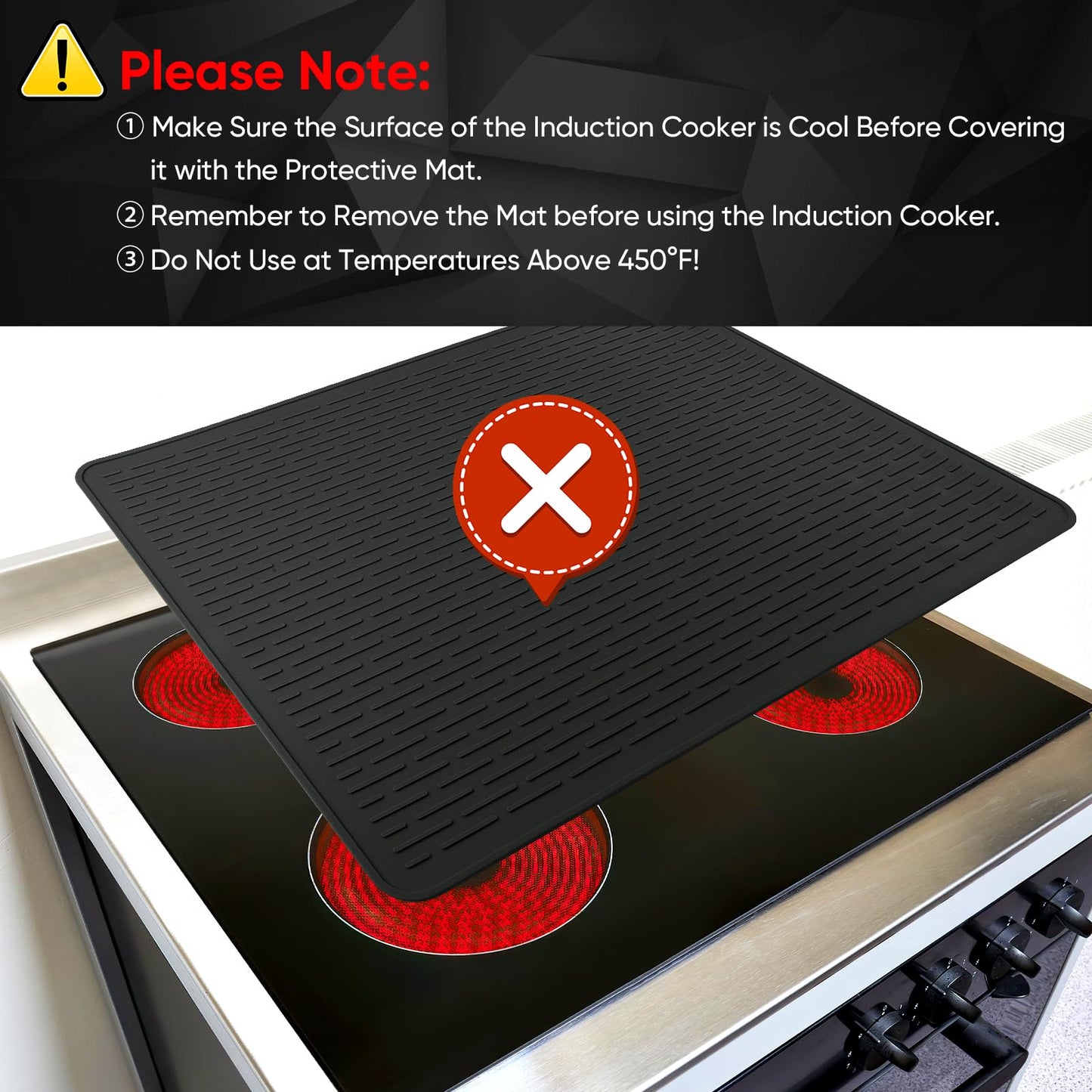 Stove Top Cover for Electric Stove, Stove Top Covers for Gas Burners, Glass Cooktop Protector, XL Dish Drying Mat (Black, 28"x20")