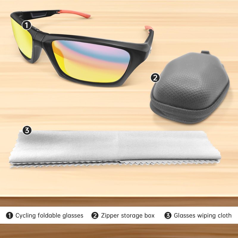 DoouBao Sports Folding Sunglasses, Polarized Sports Sunglasses for Men Women, Foldable Cycling Sunglasses with Case,Ultralight, UV Protection for Running Fishing Driving (Blue)