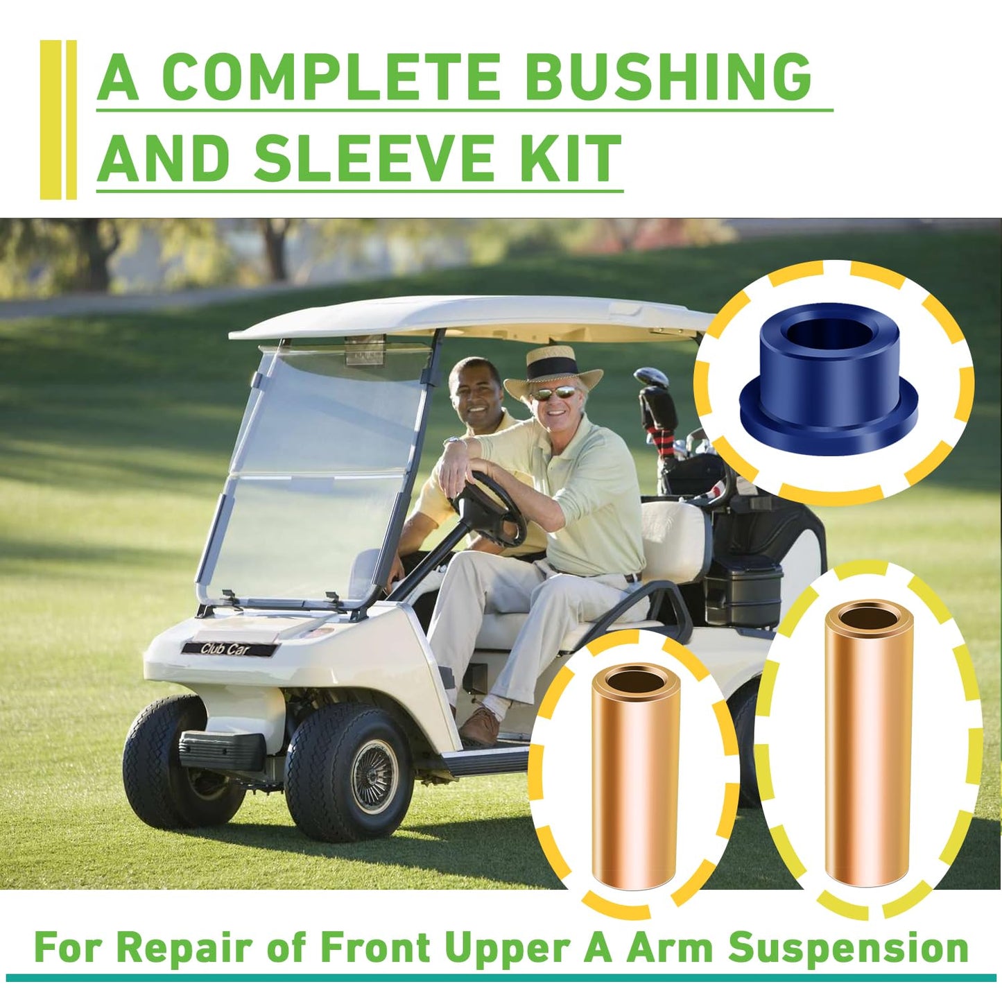 DRIVE UP Club Car DS Bushings and Sleeve Kit, Polyurethane Bushings Kit Fits for Front Upper A Arm Suspension DS 1992-up Models, Replaces OEM 1016346