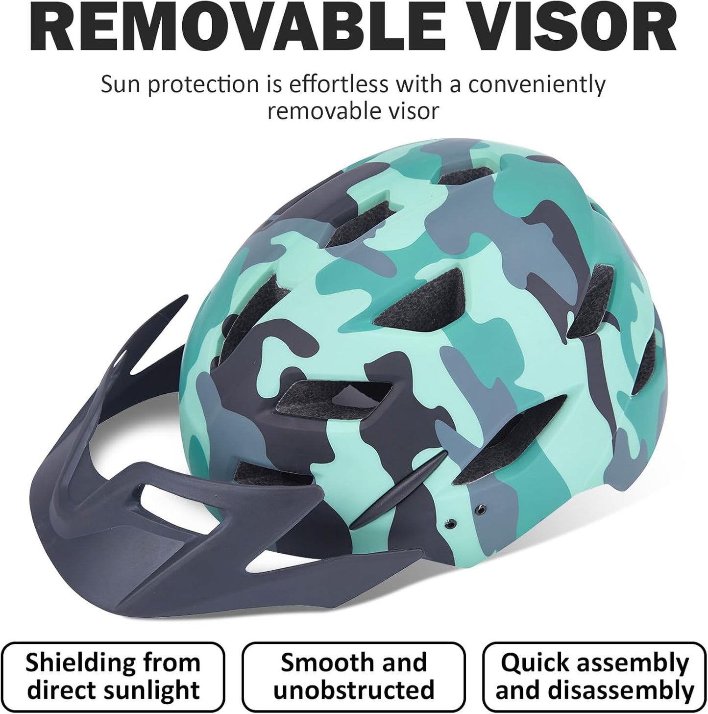 Skiennix Kids Bike Helmet - Adjustable Multi-Sport Safety Gear with Detachable Visor & LED Light | For Ages 3-12