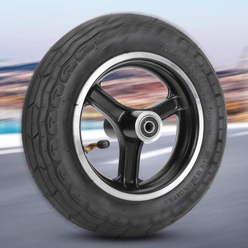 Alomejor 10 inch scooter tire, rubber aluminum alloy wheel replacement for commuters urban riders electric scooter travel city commuting