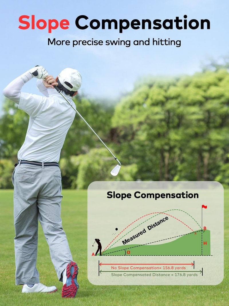 MOESAPU Range Finder Golf with Slope, 1200yd Laser Range Finder with Tripod Mount Hole, 7X Magnification Flag Lock Locking Vibration for Hunting, Distance Measurment Rangefinder Accessories, White