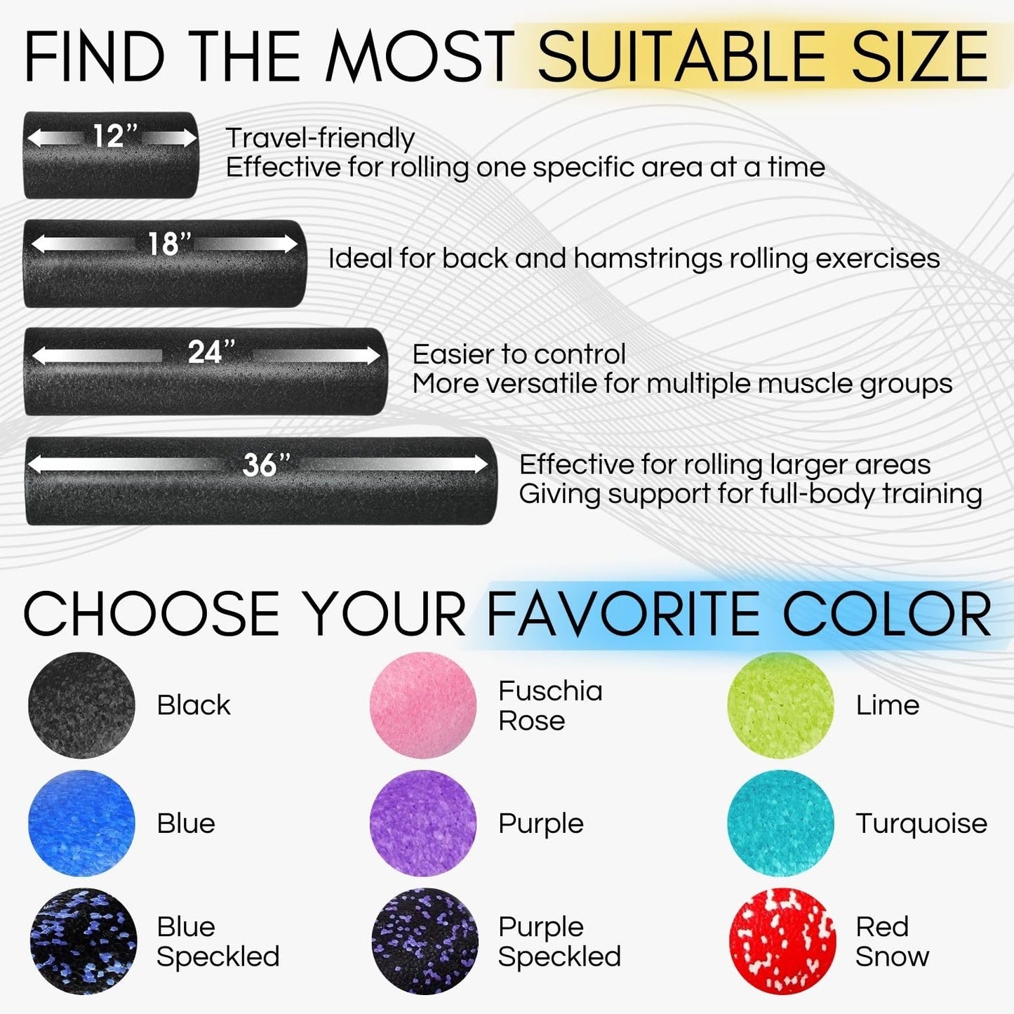 Yes4All High-Density EPP Round Back Roller Foam, Exercise Foam Roller for Yoga, & Pilates, Multiple Sizes and Colours, Turquoise - 24 inches