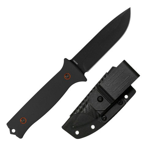 704 Gear Baron Fixed Blade Knife | 4.5 inch 14C28N Steel Full Tang Blade, Textured G10 Handle, and Kydex Sheath with Carrying Clip | Black
