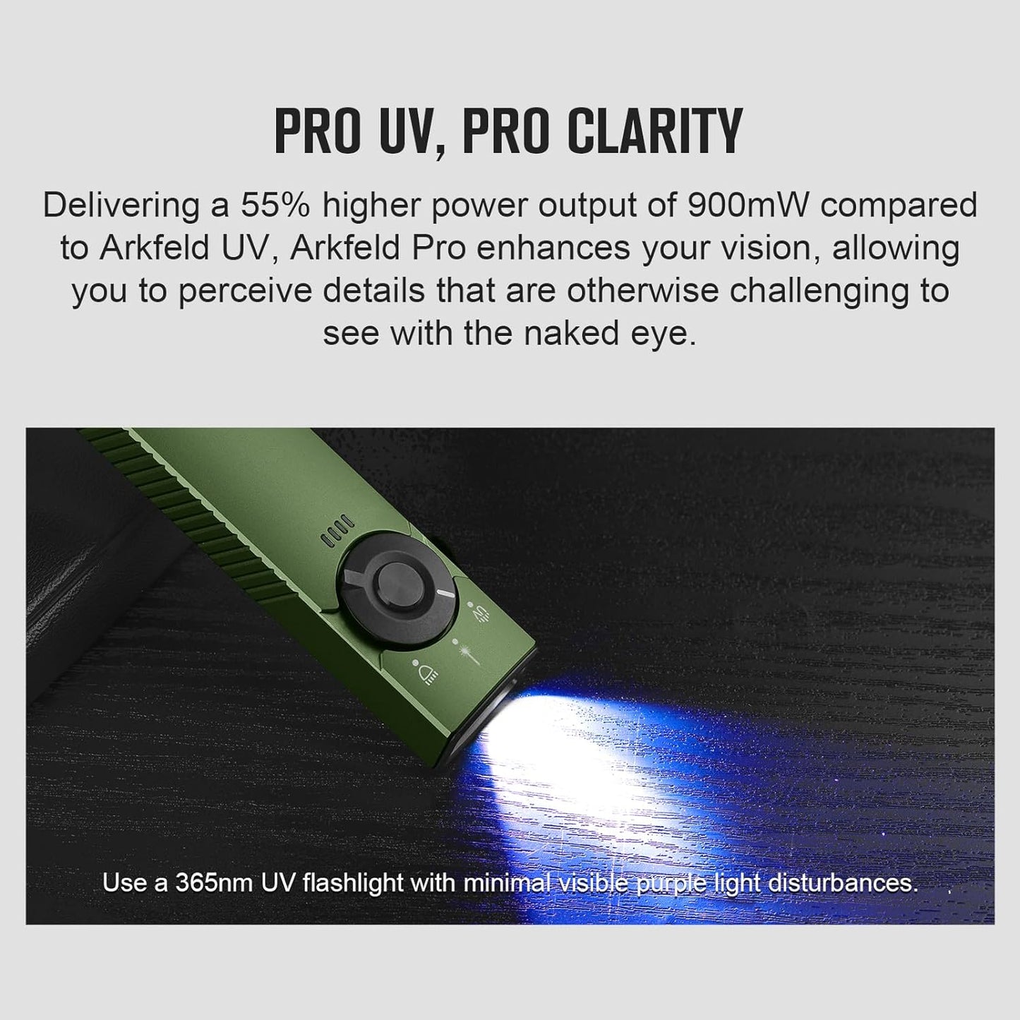 OLIGHT Arkfeld Pro Rechargeable EDC Flashlight - 1300 Lumens with Green Beam, UV & White LED | Portable Pocket Light (OD-Green CW)