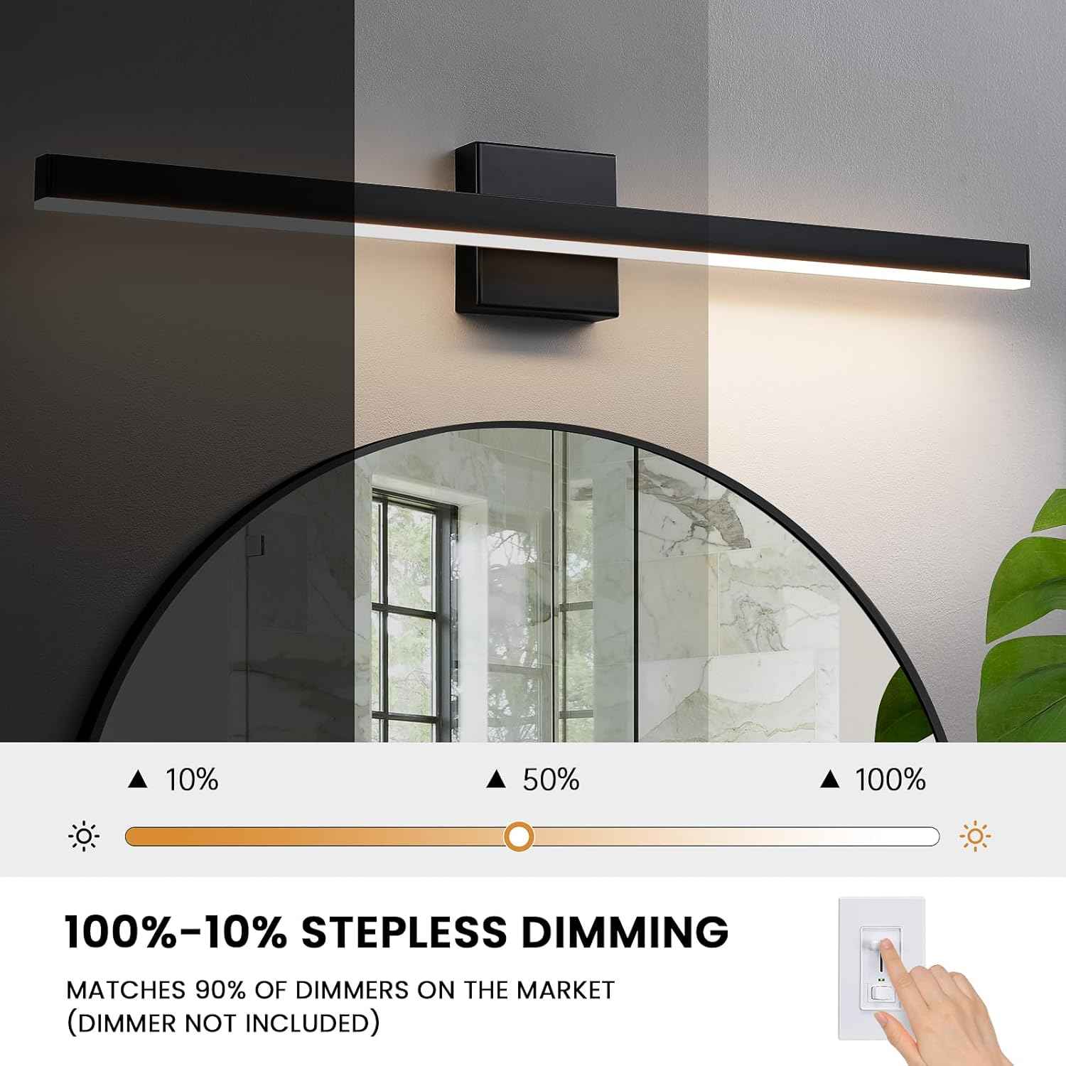 24-Inch Dimmable Gold Bathroom Vanity Light - Modern LED Bar Fixture for Over Mirror