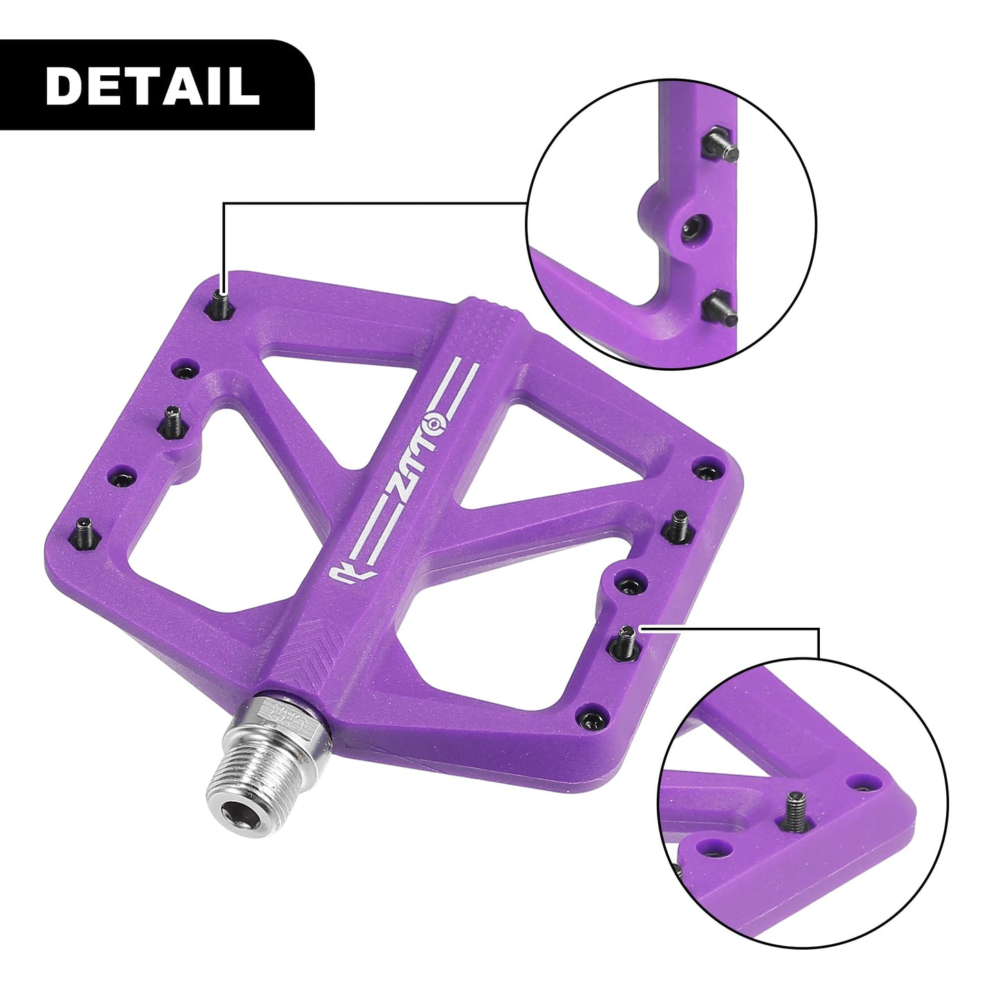 X AUTOHAUX 1 Pair Nylon Rear Foot Peg Flat Pedal Footrests Universal Purple Fit 9/16 Inch Axles BMX MTB Bike Bicycle
