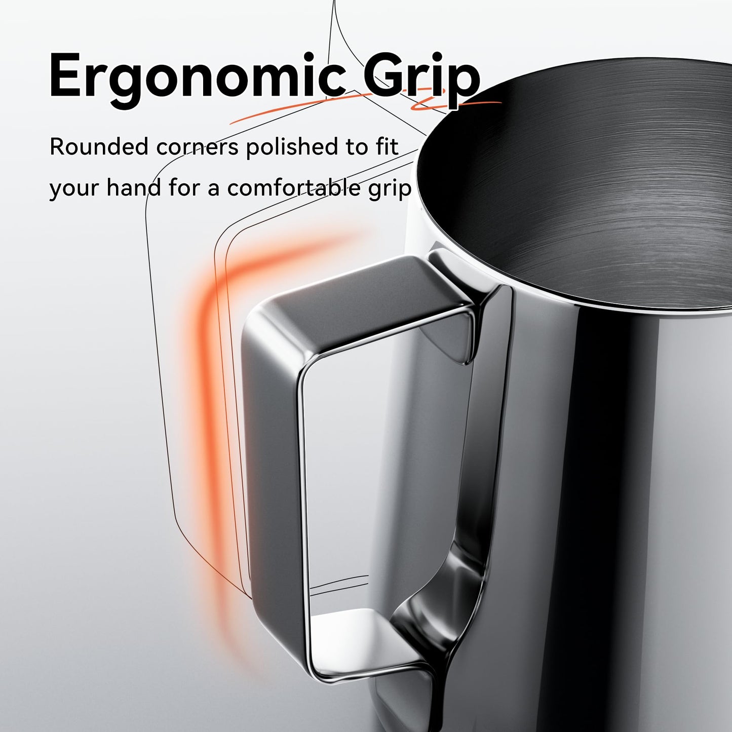 HiBREW Latte Art Pitche 15oz, Stainless Steel Milk Frothing Pitcher Steamed Espresso Cup Barista Pitcher (15oz/450ml)