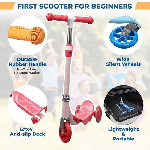 Kids Kick Scooter, Cool LED Light Up Scooter for Kids | 3 Height Adjustable | Awesome Flash Wheels, Gift for Boys & Girls (37-50") | Outdoor Play for Ages 3, 4, 5, 6