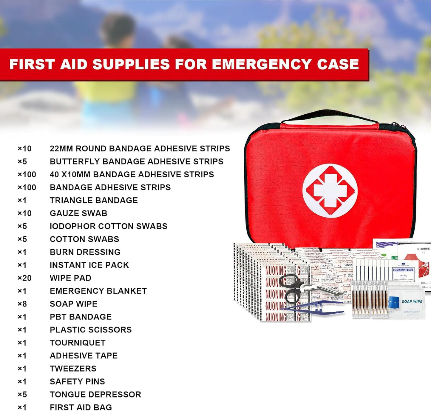 Travel First Aid Kit by [Brand Name] - 300PCS Portable Emergency Gear for Outdoor Adventures | Essential for Home, Car, Hiking, and Camping