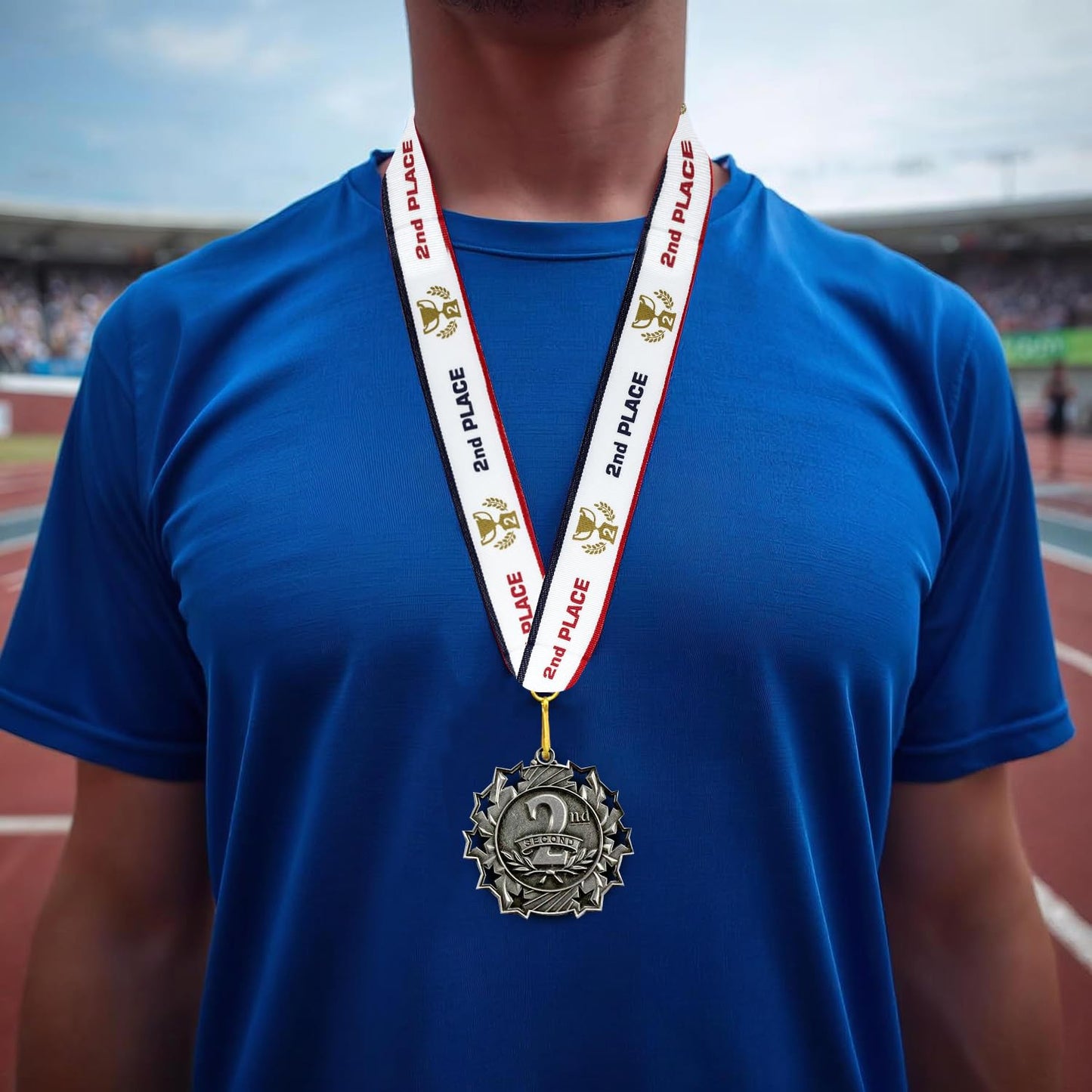 All Quality 1st 2nd 3rd Place Ten Star Award Medals - 3 Piece Set (Gold, Silver, Bronze) Includes Neck Ribbon (1 Pack)