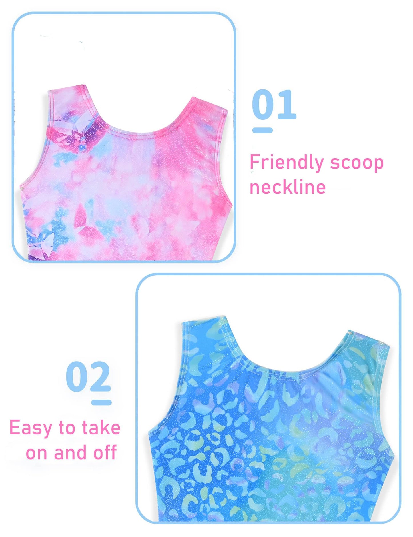 Tstiti Gymnastics Leotards for Girls 2 Pack Sparkly Kids Biketards Dance Unitards Matching Hair Scrunchies