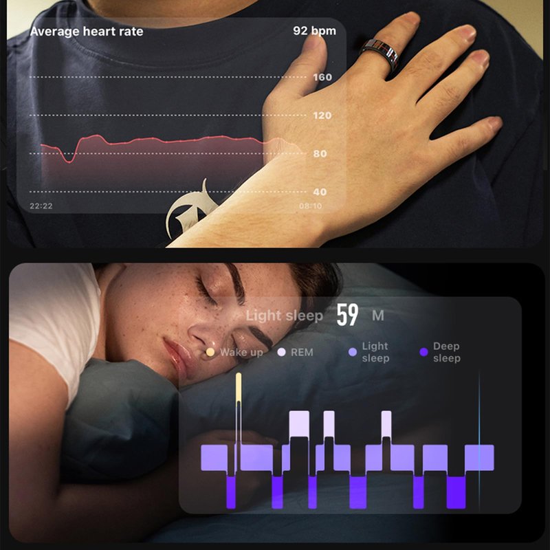 Yihou Smart Ring for Men Health Tracker Fitness Ring Sleep Monitor Heart Rate Monitor Sport Tracker No Subscription Fee for Android iOS Gold 13#