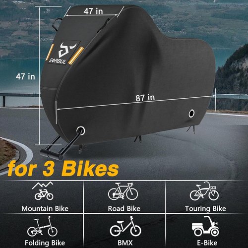 EVERBUL Bike Cover - Outdoor Waterproof Bicycle Cover for 2 or 3 Bikes | 87'' L x 47'' W x 47'' H, Heavy Duty 420D Fabric, UV & Dust Protection