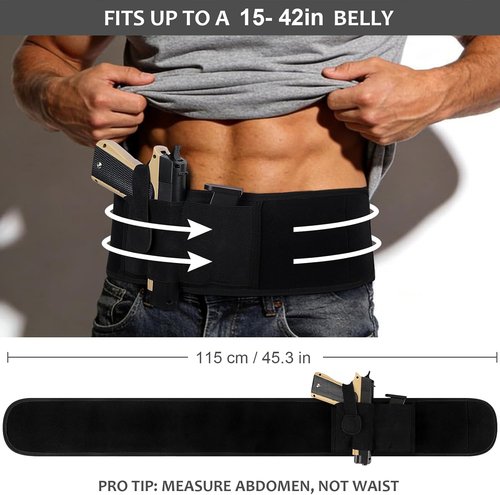Accmor Belly Band Holster - Universal Concealed Carry Waistband Holster for Men & Women | Neoprene IWB 9mm Fit