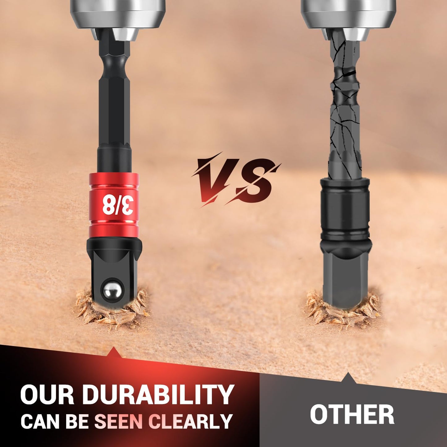 GURADESIGN 8-Piece Impact Socket Adapter Set for Drill, 1/4" 3/8" 1/2" Hex Shank Impact Driver Socket Adapter, Socket to Drill Adapter