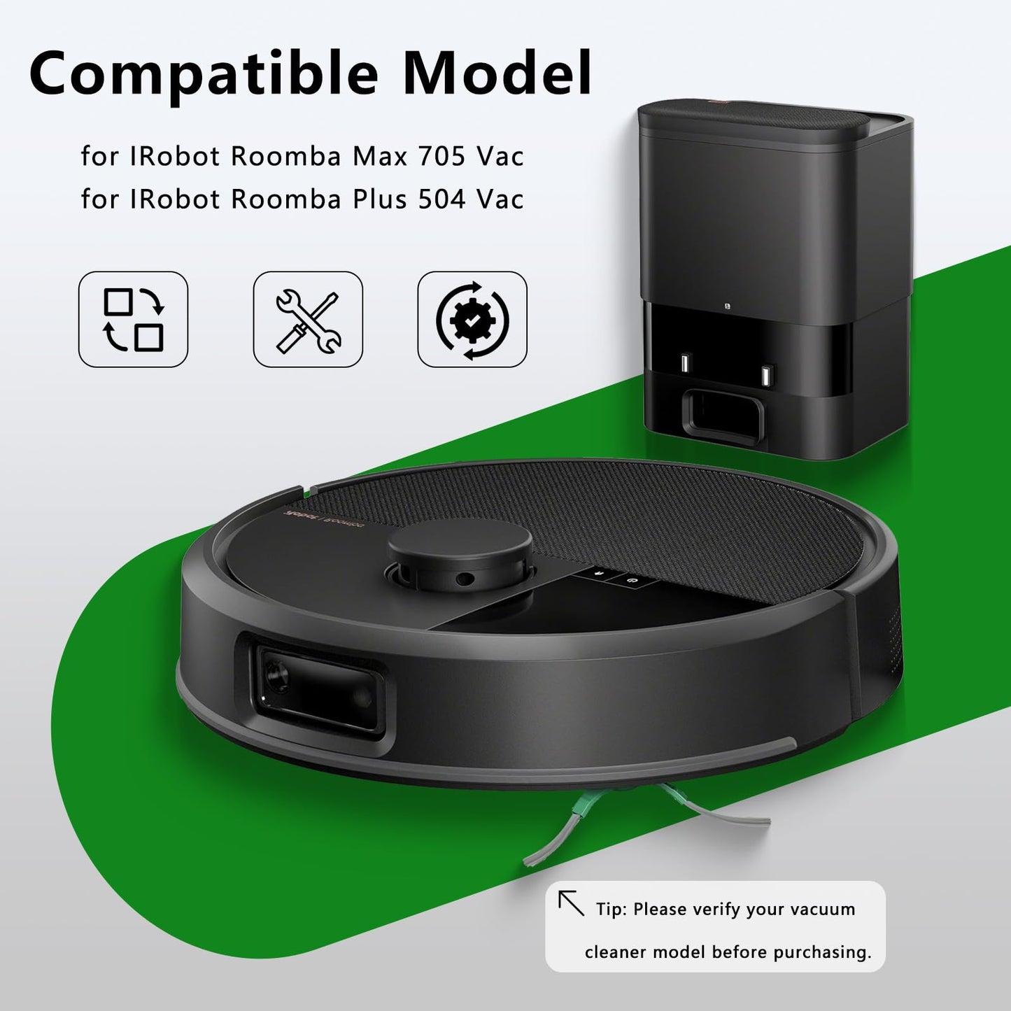 6 Pack Replacement Side Brushes Compatible with iRobot Roomba Max 705 Vac/Plus 504 Vac Robot, Edge-Sweeping Brushes Vacuum Accessories
