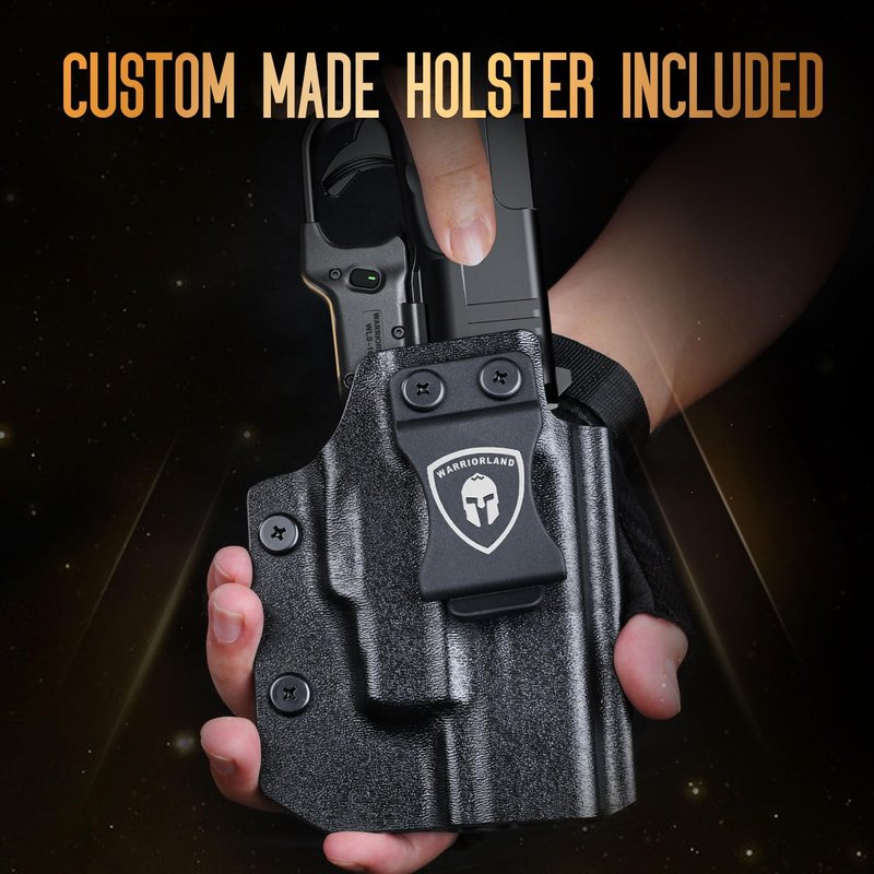WARRIORLAND Green Laser Sight Fit Glock 48 MOS with Kydex Holster, Green Beam Sight with Power Indicator, Glock 48 MOS with IWB Holster Right Hand