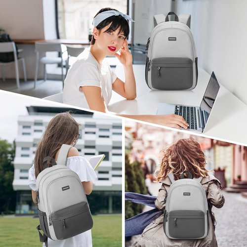 KROSIAS School Backpack - Stylish 15.6 Inch Laptop Bag for Teens | Cute & Spacious for College Travel (Dark Grey & Light Grey)