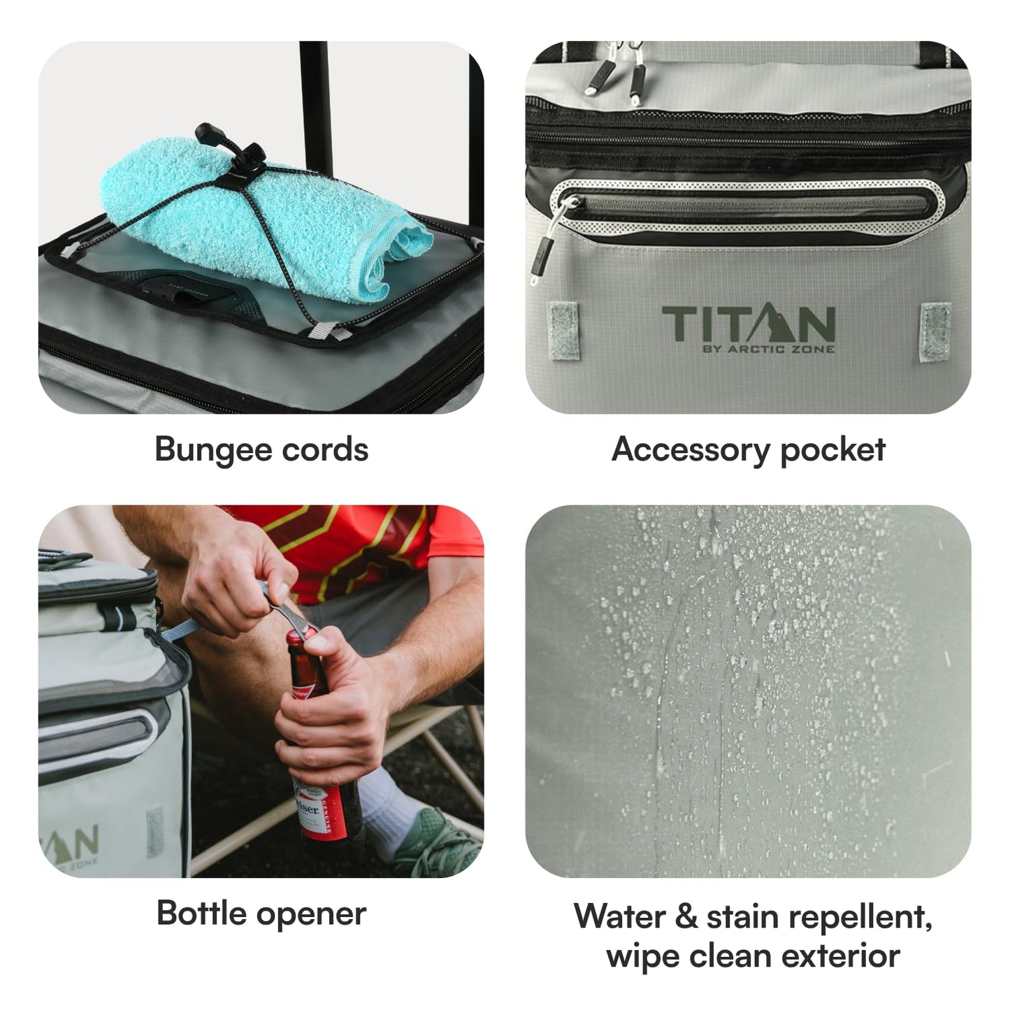 Titan by Arctic Zone Collapsible Wheeled Soft Sided Cooler with Detachable Rolling AT Cart, Insulated Bag with Leak Proof Lining, for Travel, Beach, Picnic, 60 Can Capacity, Seagrass