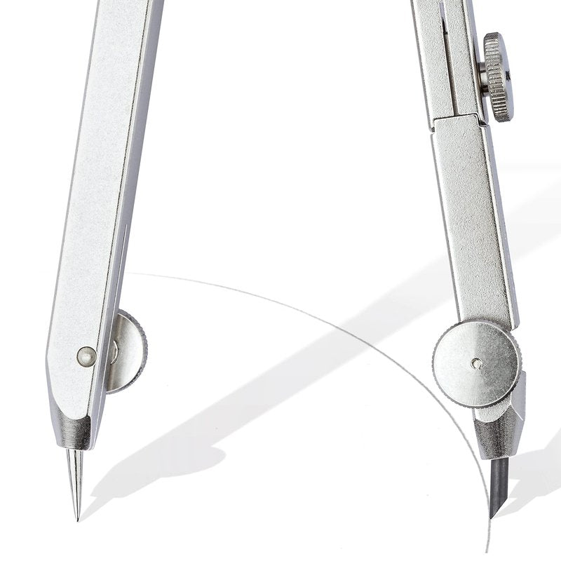 STAEDTLER Comfort Metal Quick Setting 6" Compass 2 Piece Set: Universal Adapter, Push-Button Mechanism & Extra Leads - Draws Circles up to 350mm