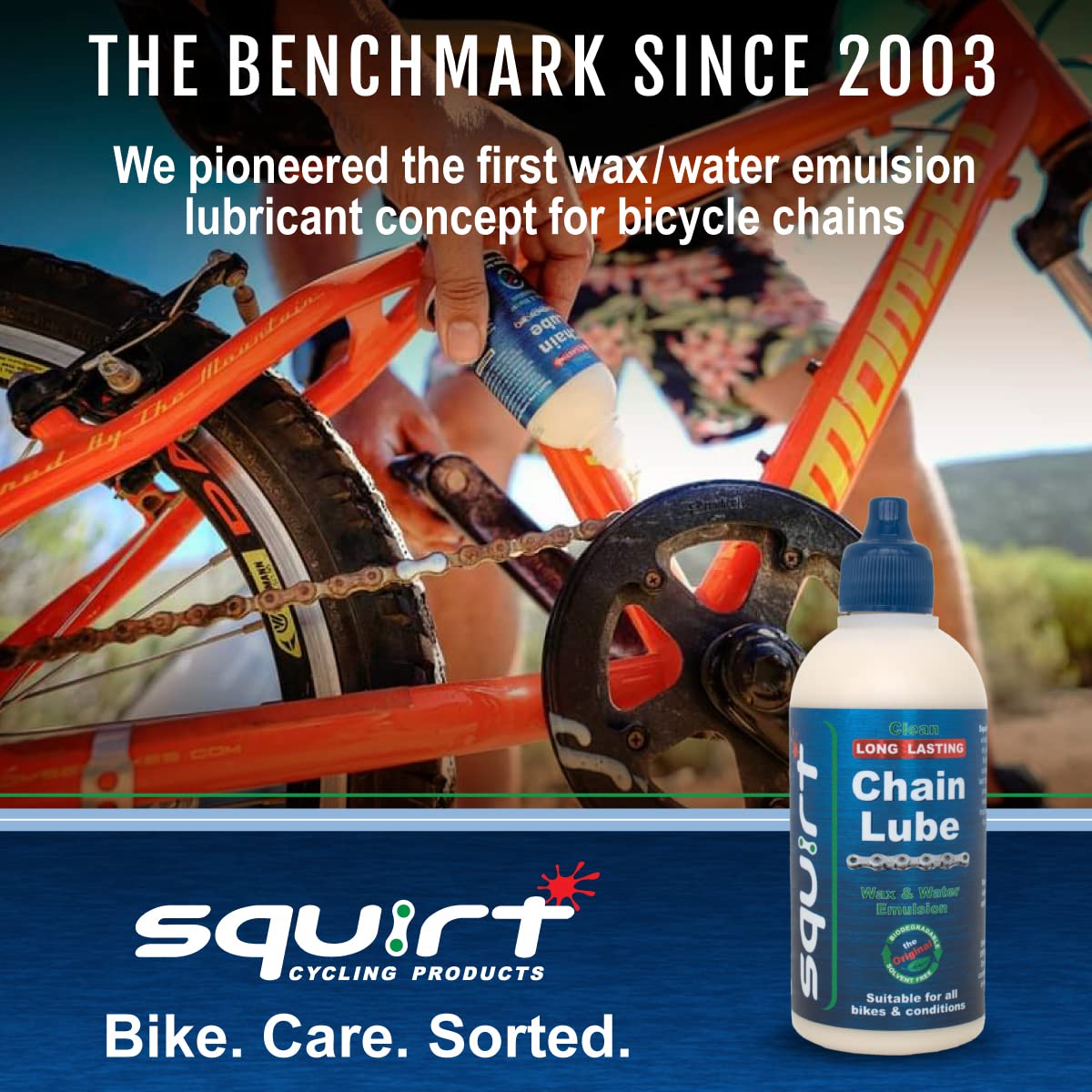 Squirt Chain Lube - Long-Lasting All-Weather Bike Lubricant | 120 ml for Reduced Noise & Chainsuck