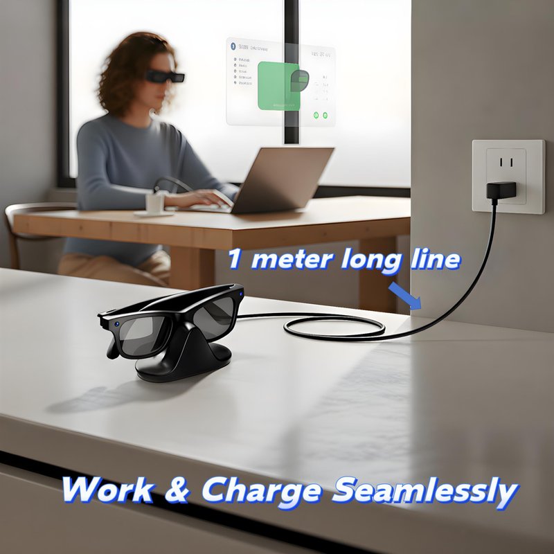 Charging Dock for Ray-Ban Meta Smart Glasses, Desktop Charger Stand Compatible with Wayfarer Gen 2, USB-C Input, LED Status, 1.5h Full Charge, ABS（Black）
