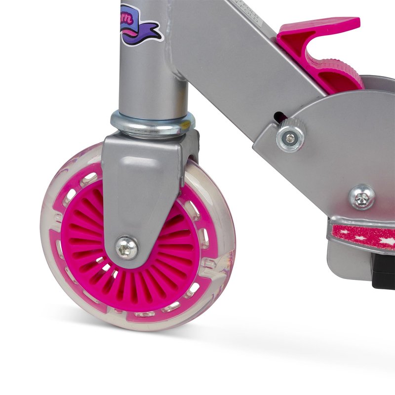 Ozbozz: Flashing Scooter - Unicorn Magical Sparkles - Light-Up Wheels-Deck, Adjustable Height, 2 Wheel Outdoor Ride-On, Foldable, 100lb Limit, Kids 5+