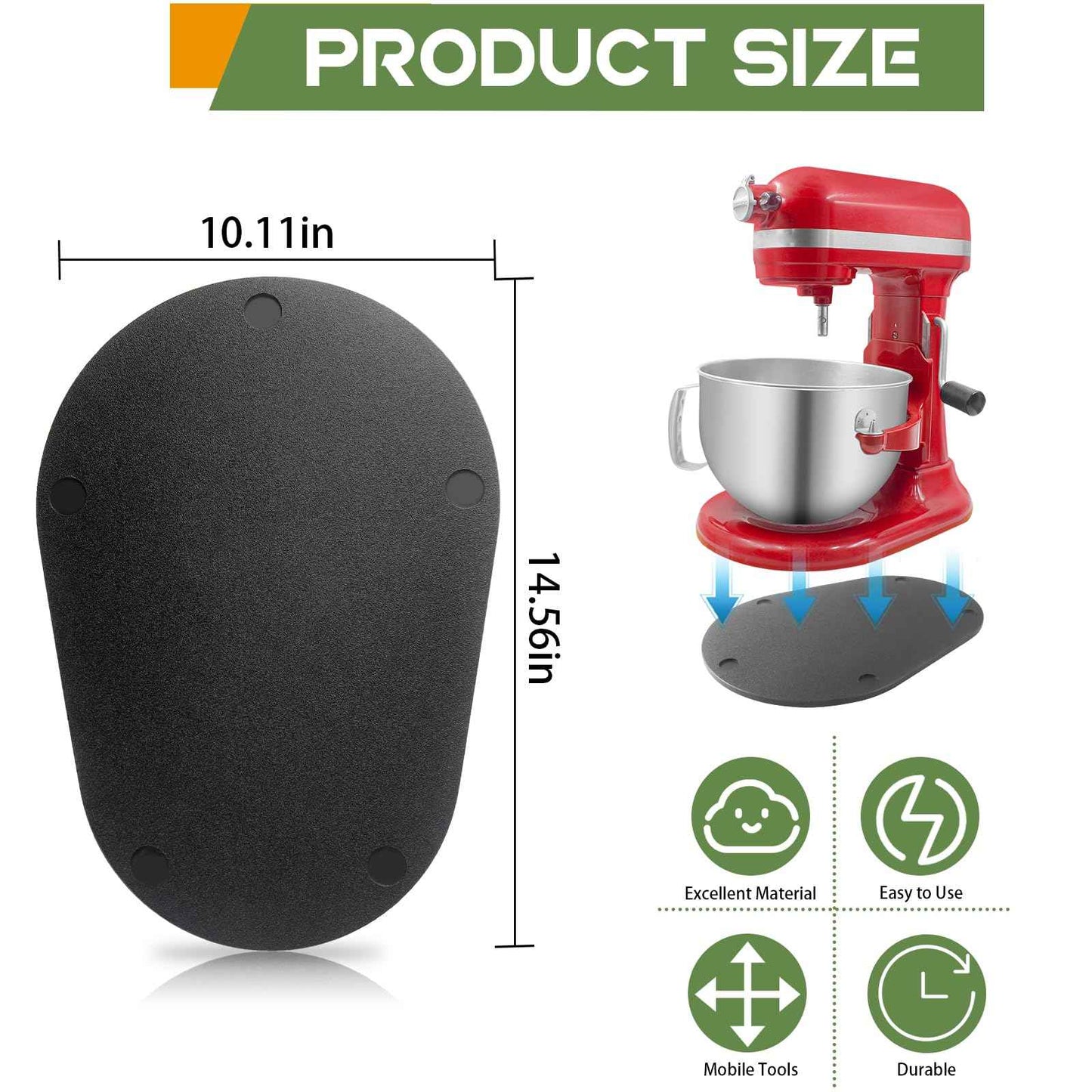 Mixer Slider Mat for Kitchen Aid 5-8 Qt Bowl Lift Stand Mixer, Counter Sliding Mat Kitchen Appliance Sliding Tray for Kitchenaid 5-8 Qt Professional Mixer Countertop Storage Accessories Moving Board