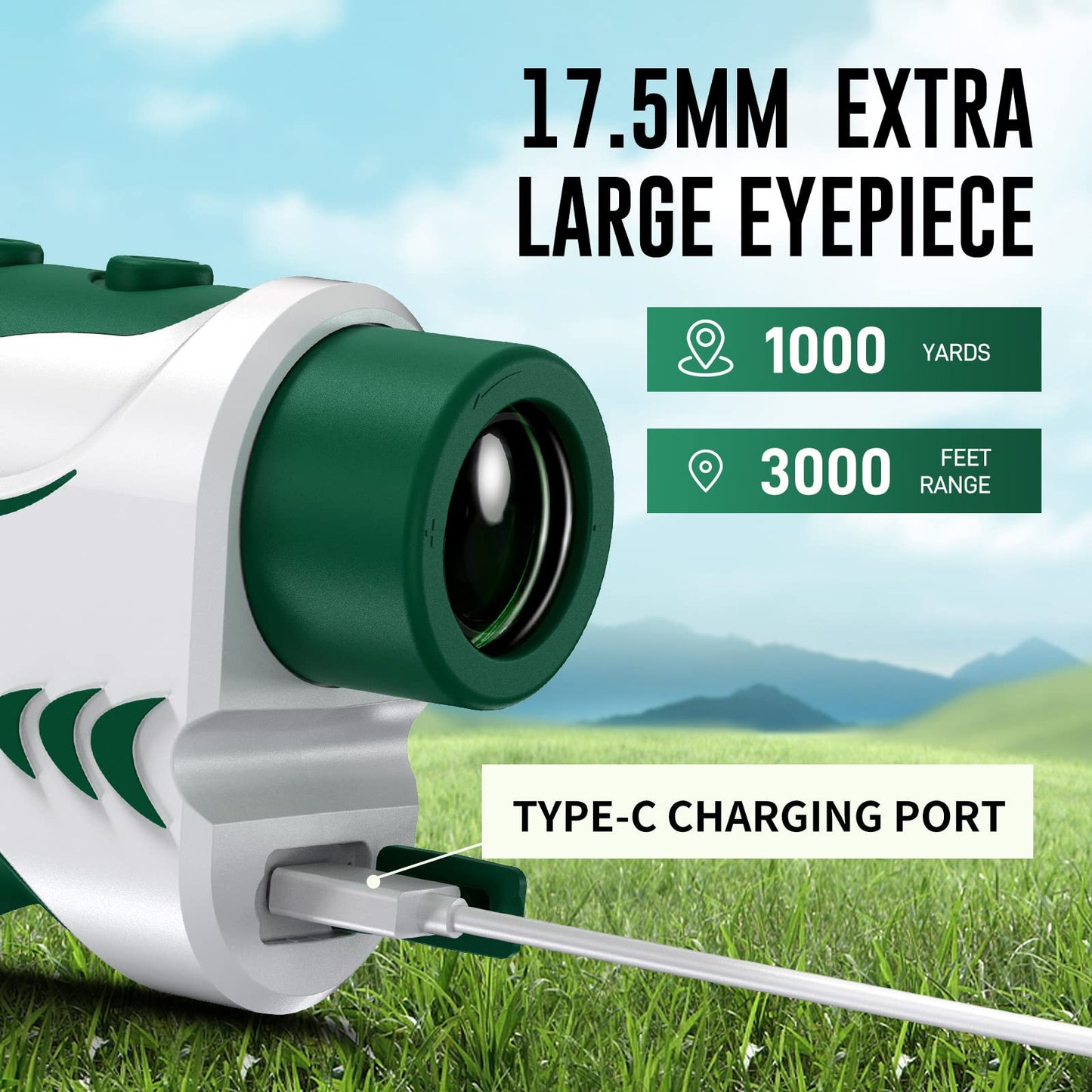 REVASRI Range Finder for Golf and Disc Golf, Measure in Feet Yards, Elevation and Slope Calculation, Pin Lock and Vibration, 1000 Yards Rechargeable Rangefinder