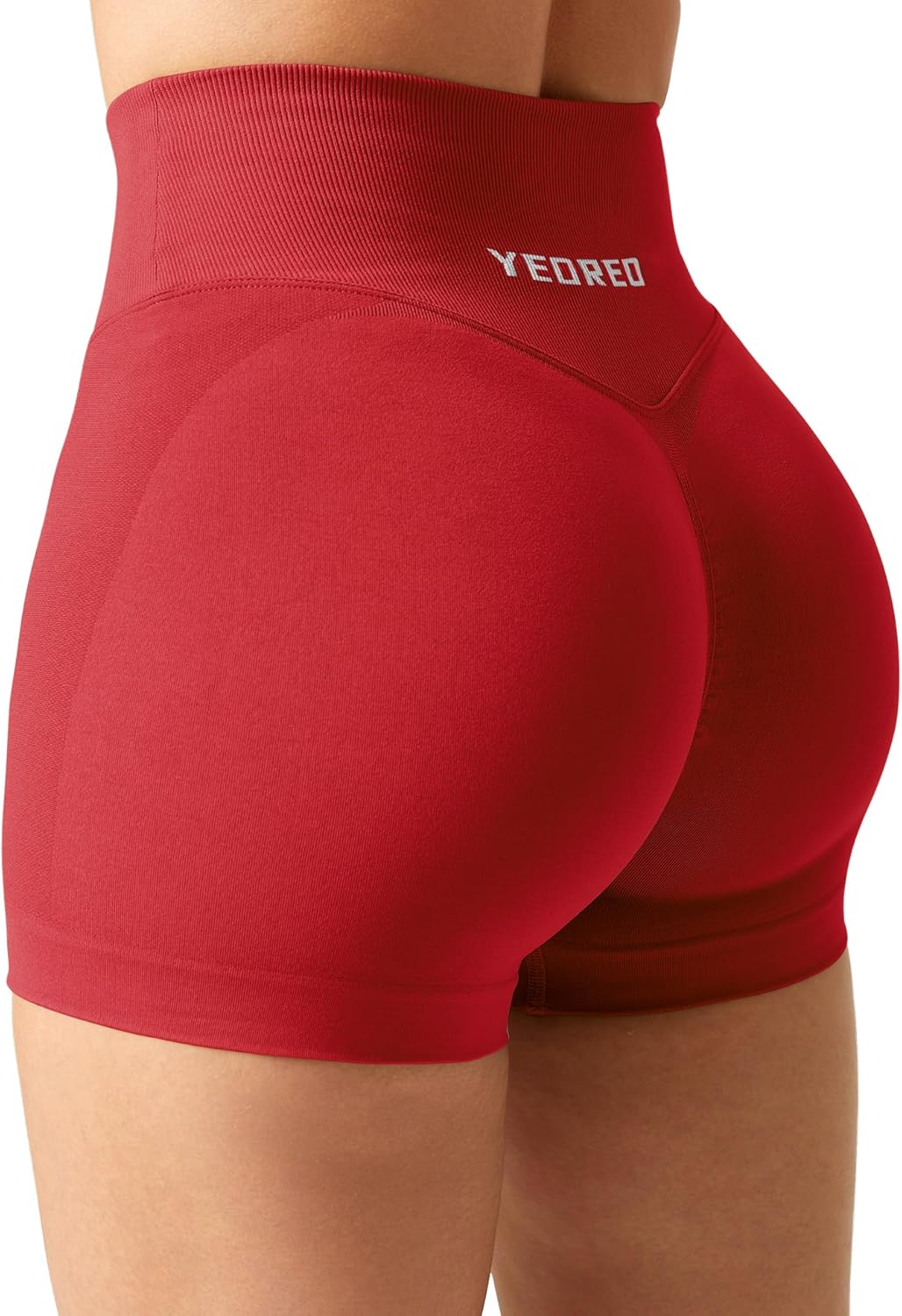 YEOREO Scrunch Butt Workout Shorts - 3.5" Seamless V Cross Waist Gym Shorts for Women