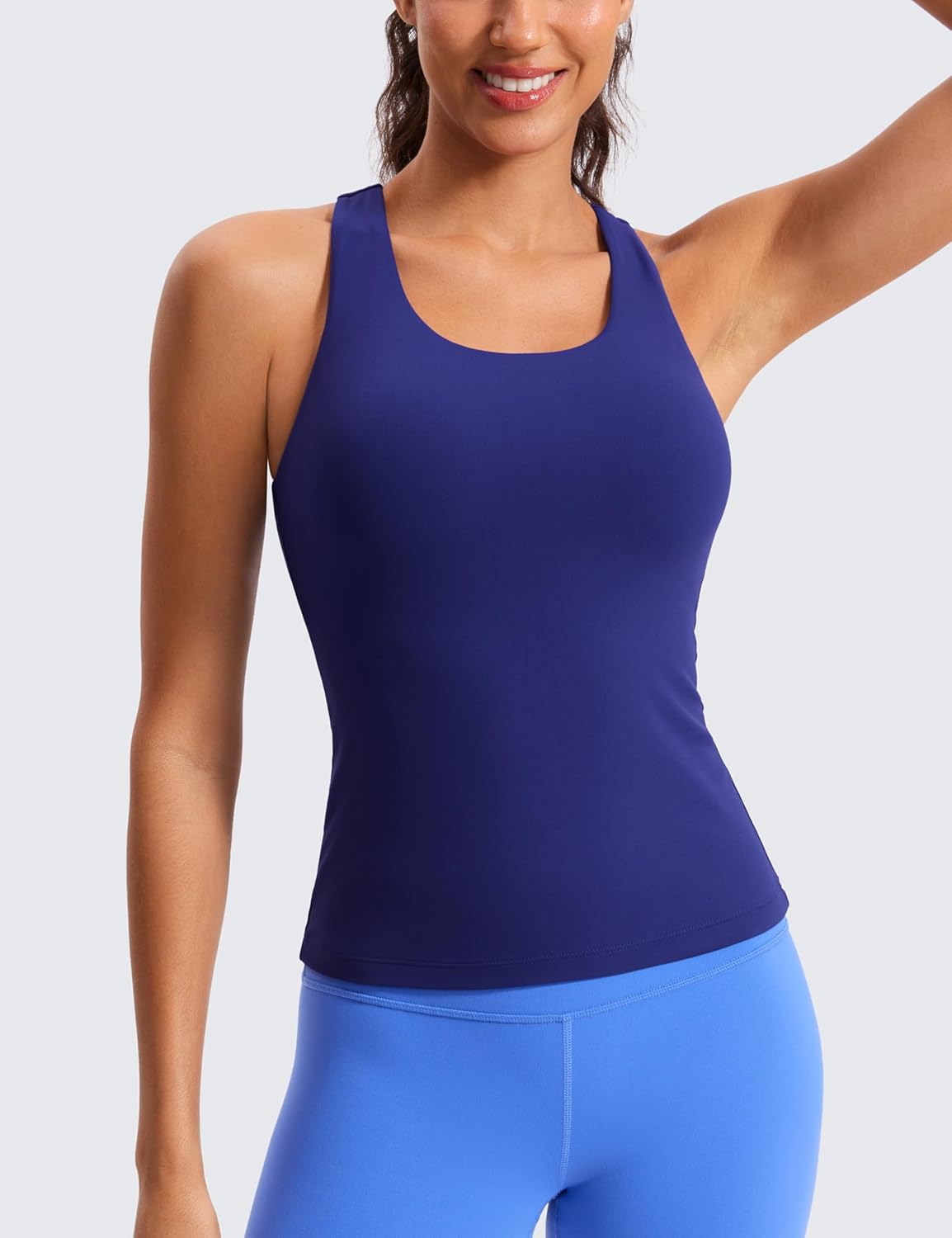 CRZ YOGA Racerback Workout Tank Tops for Women - Padded Spandex Yoga Shirts with Built-In Bra