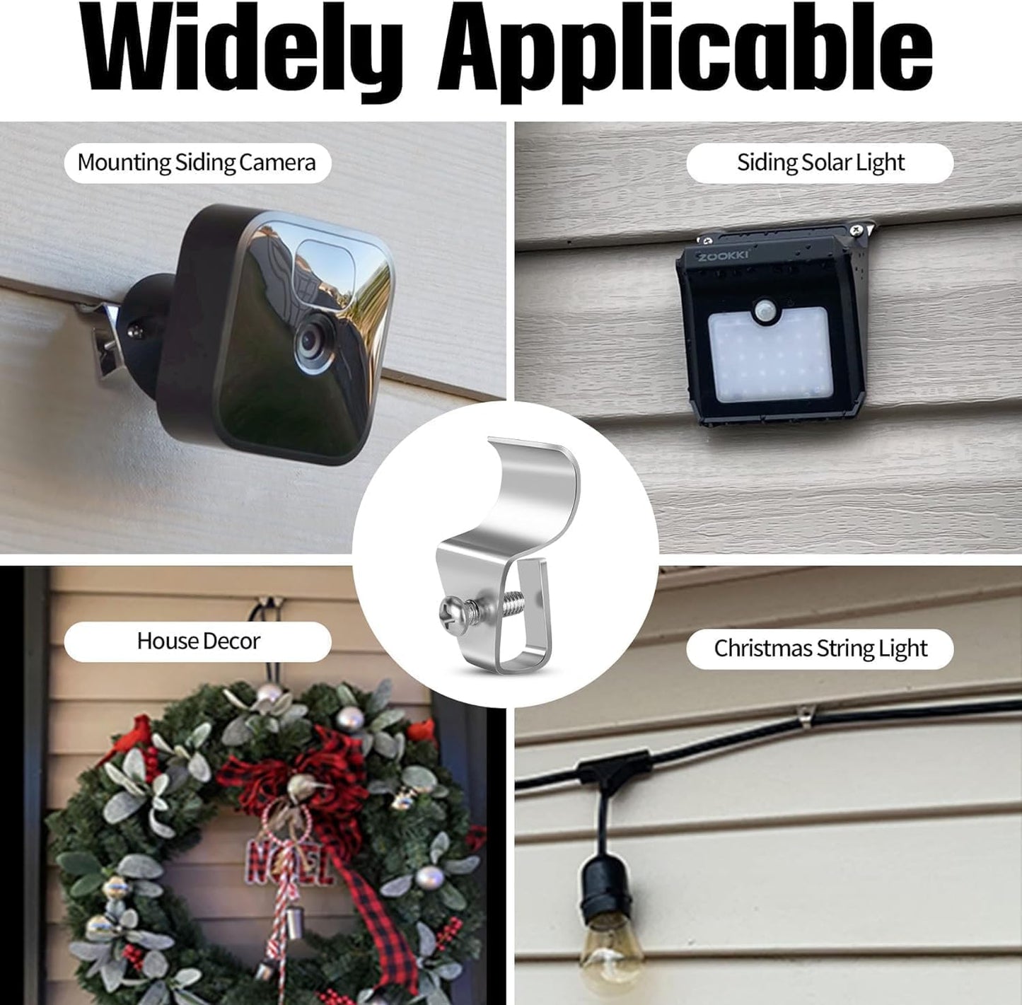 Antimbee Vinyl Siding Clips - 10 Pack Hangers, Upgrade No-Hole Outdoor Camera Mount for Blink, Arlo, Ring - No Damage, No Drilling, Weatherproof 304 Stainless Steel Home Siding Hooks