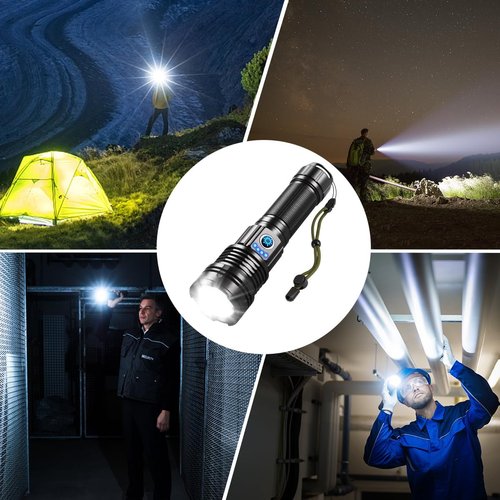High Lumens Rechargeable Flashlight by [Brand Name] - Super Bright Tactical LED | Waterproof, 5 Modes for Camping & Emergencies