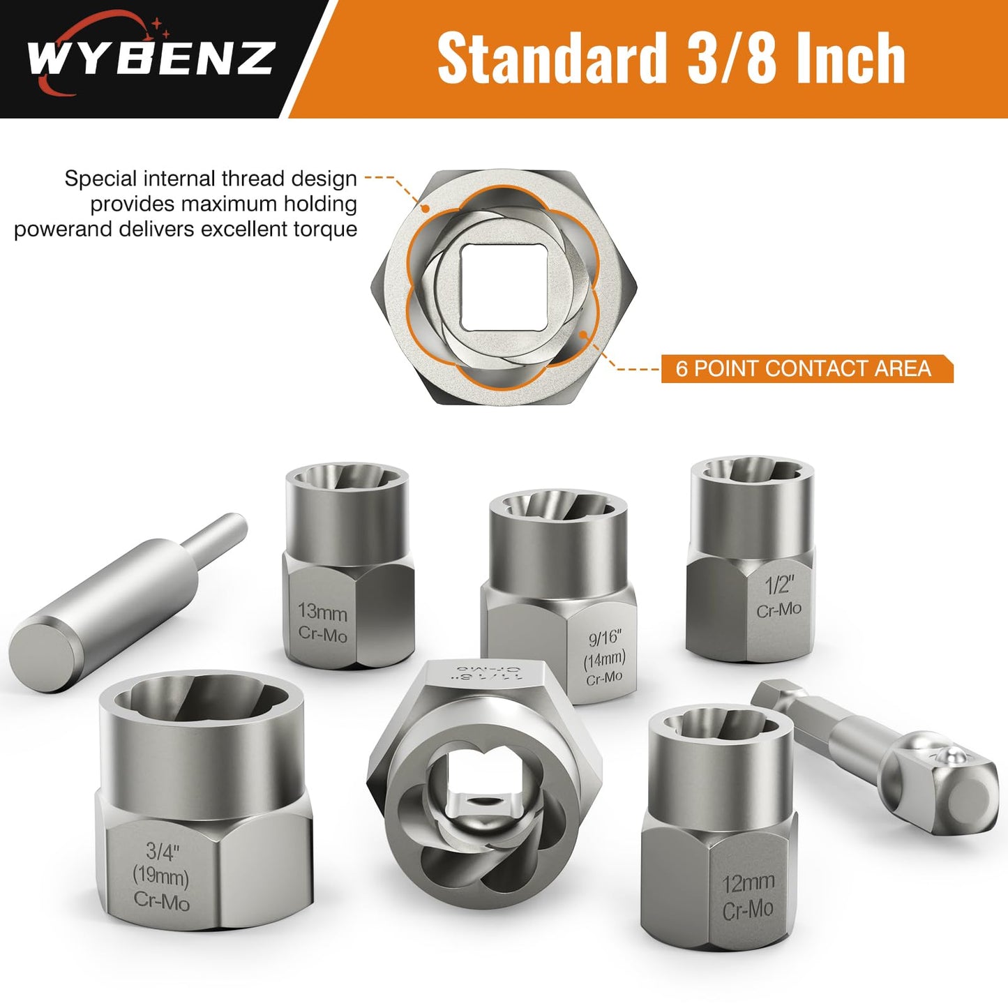 15 PCS Bolt Extractor Set, 3/8" Drive Impact Bolt & Lug Nut Remover Socket Tool Kit, Stripped Bolt Extractor Socket Set For Broken,Damaged, Frozen, Studs, Rusted, Rounded-Off Bolts, Nuts & Screws