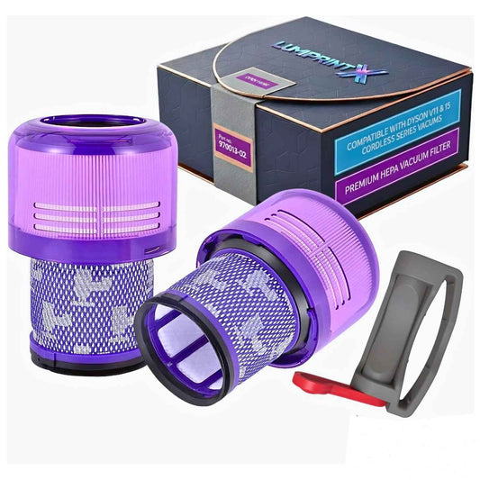 Dyson V11 Filter, 2-Pack Premium True HEPA Replacement Filters for Dyson V11, V11 Animal, V11 Completed/Absolute, Dyson-V15, V15 Filter, V15 Absolute/Submarine with Trigger Clamp, Part no. 970013-02