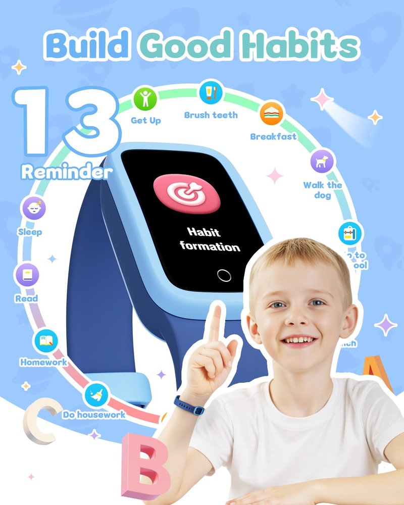TICTIKY Kids Fitness Tracker Watch with Amoled Screen, Activity Tracker No Phone Needed, Heart Rate and Sleep Monitor, 3ATM Waterproof, Pedometer, Alarm Clock, Games, Step Counter Watch for Girls 5-10