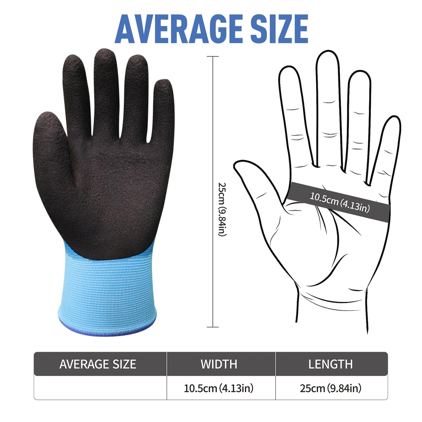Electrician Insulated Gloves 1000V High Voltage, Waterproof for Palm Rubber Non-Slip Electrical Gloves (Blue, 1Pair-1000V)