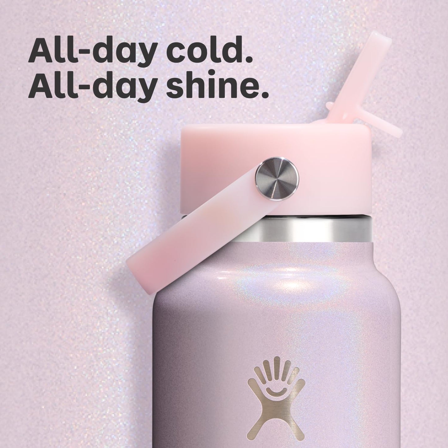 Hydro Flask Water Bottle - Insulated Stainless Steel - Wide Straw Lid, Non Spill, Leakproof in 24 Oz Glimmer Cream