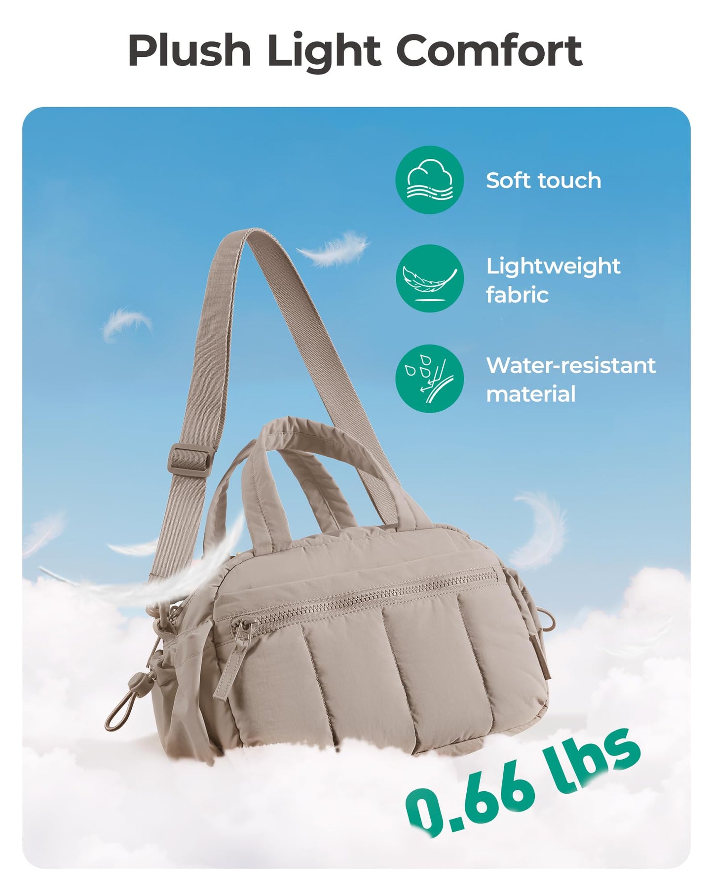 BAGSMART Mini Duffle Bag, Crossbody Bags for Women, Pastel Pink